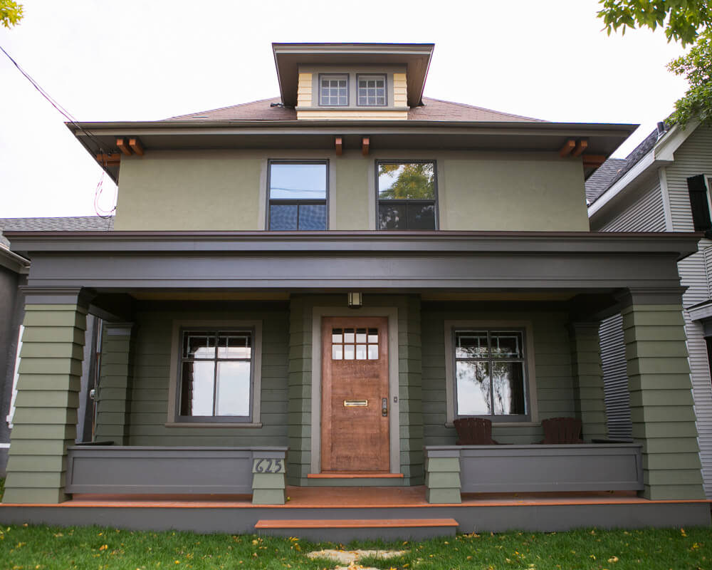 Exterior remodel of a historic home front porch in Madison Wisconsin, by TDS Custom Construction.