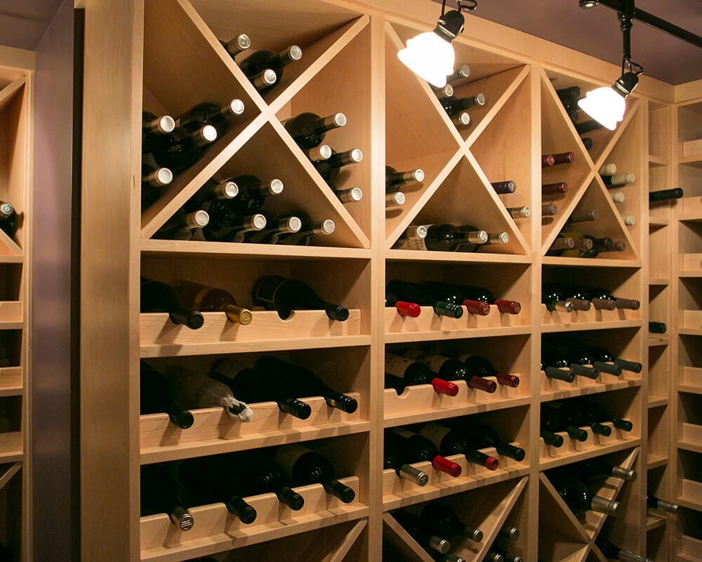 Custom wine cellar in basement of Maple Bluff, Wisconsin home near Madison, Wisconsin by TDS Design Build.
