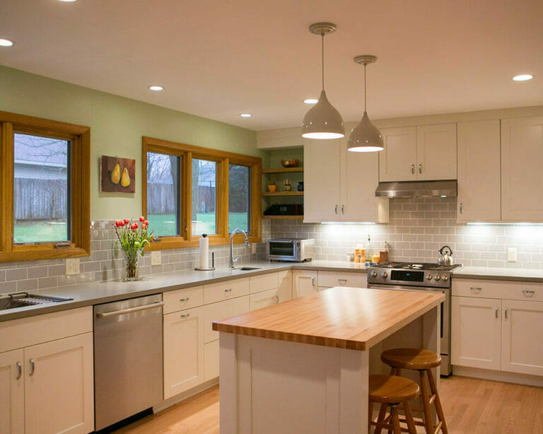 This kitchen remodel was made spacious by combining the kitchen and dinette to accommodate a busy family in Madison, Wisconsin by TDS Custom Construction.