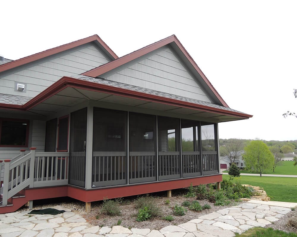High performance home with three-season custom porch, constructed by TDS Design Build.