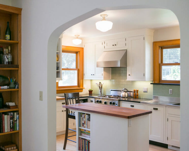 Kitchen remodel that opened up the area between dining room and kitchen in Madison, WI