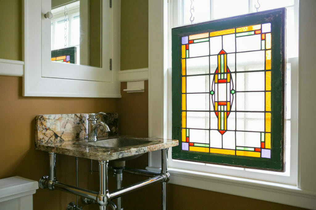 Updated bathroom in a historic renovation of a 1922 Frank Riley Colonial Revival home in Madison, Wisconsin.