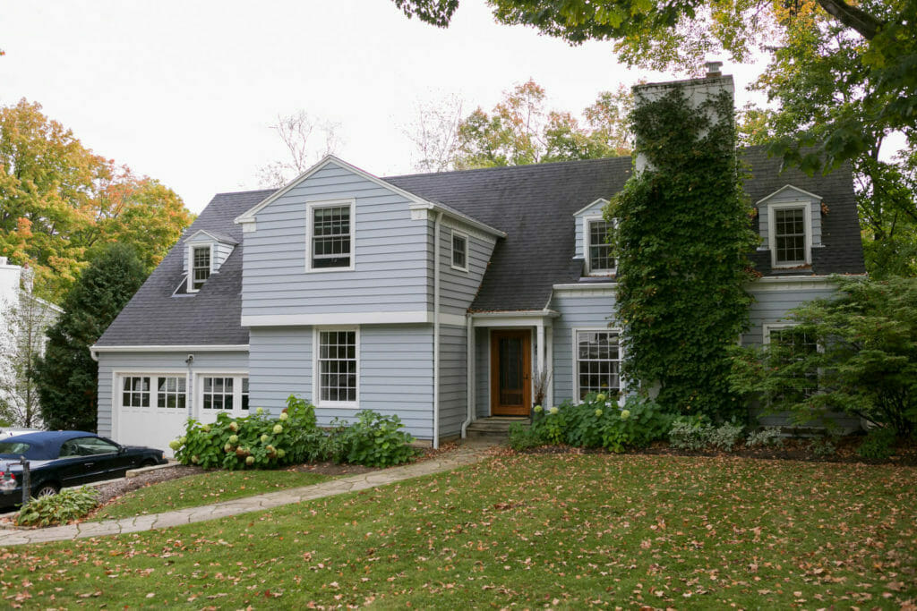 The exterior of this whole home remodel was given new James Hardie Artisan® extra thick lap siding and new trim in Maple Bluff, WI by TDS Custom Construction.