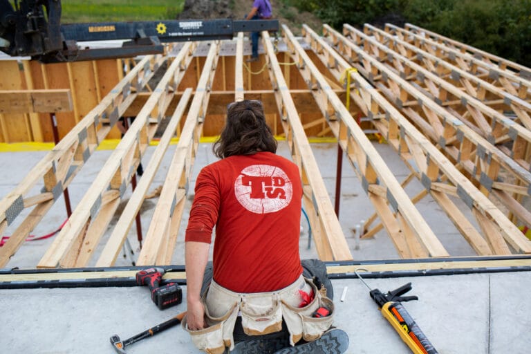 TDS Construction Crew Member Framing a High Performance Home